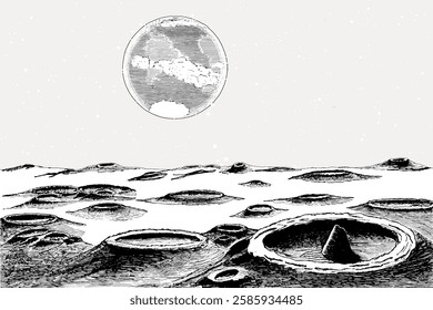 Moon border illustration, vector element.