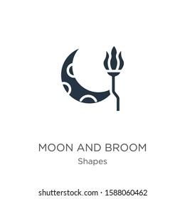 Moon and broom icon vector. Trendy flat moon and broom icon from shapes collection isolated on white background. Vector illustration can be used for web and mobile graphic design, logo, eps10