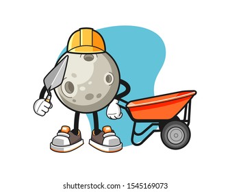 Moon builder cartoon. Mascot Character vector.