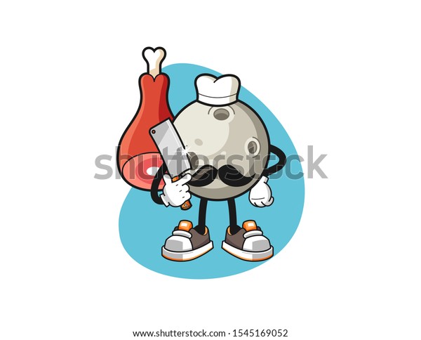 Moon butcher\
cartoon. Mascot Character\
vector.