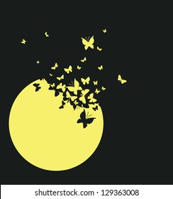 Moon and butterflies