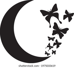 Moon butterfly icon (vector illustration)