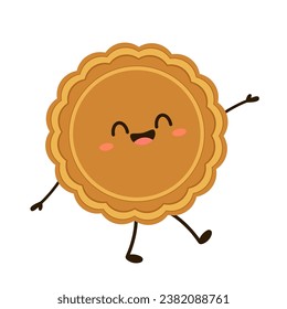 Vector de caracteres de torta lunar. Torta de luna, pastelería tradicional china redonda comida durante el Festival de Mediados de Otoño.