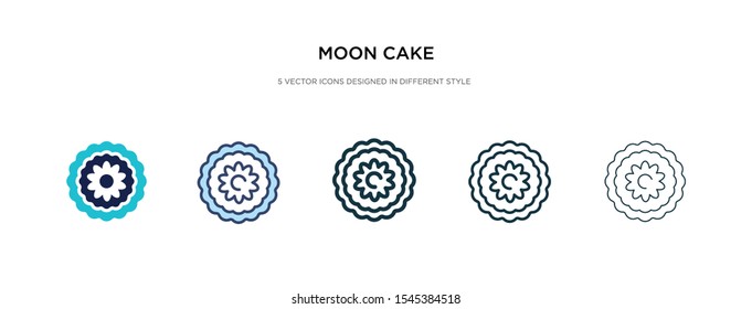 moon cake icon in different style vector illustration. two colored and black moon cake vector icons designed in filled, outline, line and stroke style can be used for web, mobile, ui