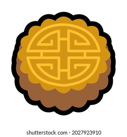 Moon cake icon emoji isolated vector illustration on white background