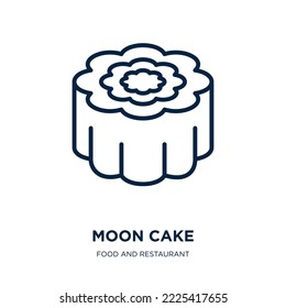 moon cake icon from food and restaurant collection. Thin linear moon cake, cake, moon outline icon isolated on white background. Line vector moon cake sign, symbol for web and mobile