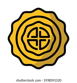 Moon Cake Icon or Logo in Colored Outline Style, perfect for website mobile app presentation
