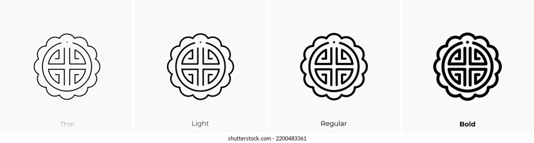 moon cake icon. Thin, Light Regular And Bold style design isolated on white background