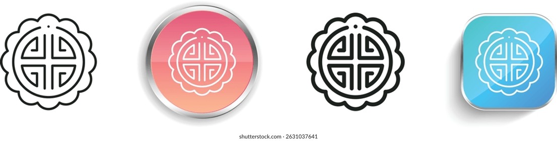 moon cake icon. Thin Linear, Regular and Button Style Design Isolated On White Background