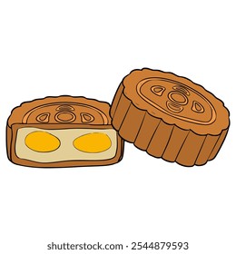 moon cake illustration hand drawn isolated vector
