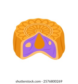 Moon Cake, Sweets Vector Illustration Isolated
