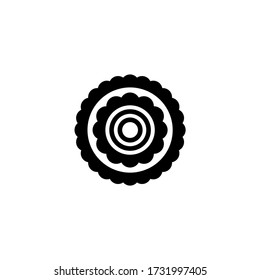 Icono del vector de la torta lunar en el diseño plano sólido negro aislado en fondo blanco
