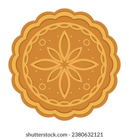 Moon cake vector. Moon cake, traditional Chinese round pastry eaten during Mid Autumn Festival.