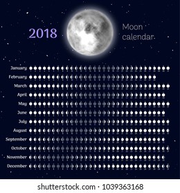 230 Moon Phases Calendar 2018 Images, Stock Photos & Vectors | Shutterstock