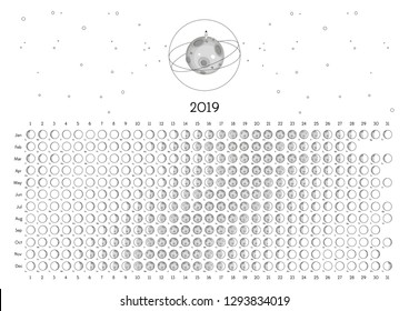 Moon Calendar 2019 Northern Hemisphere