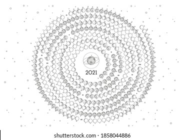 Moon Calendar 2021 Northern Hemisphere White