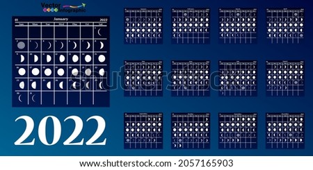 Moon calendar, 2021 calendar on a blue background Foto stock © 