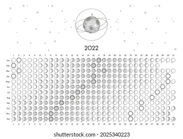 Moon Calendar 2022 Northern Hemisphere White