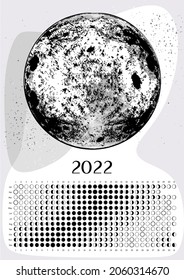 Moon Calendar 2022 White Southern Hemisphere