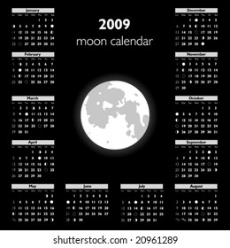 Moon Calendar B/N. 2009