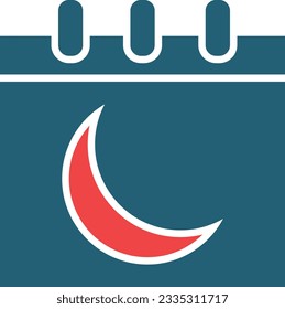Moon Calendar Glyph Two Color Icon For Personal And Commercial Use.
