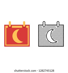 Moon calendar icon set, synodic month, vector illustration
