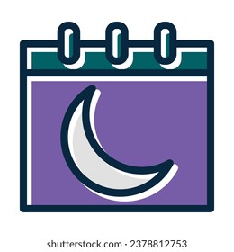 Moon Calendar Vector Thick Line Filled Dark Colors Icons For Personal And Commercial Use.
