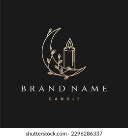 Moon Candle Elegant Luxury Logo Design 