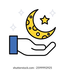 Moon Care vector filled outline icon. EPS 10 file