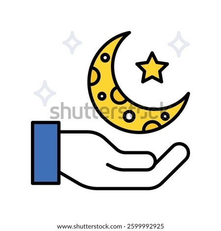 Moon Care vector filled outline icon. EPS 10 file