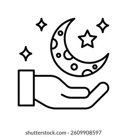 Moon Care vector outline icon. EPS 10 file