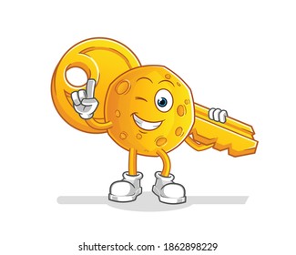 moon carry the key mascot. cartoon vector