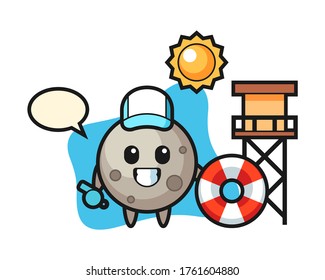 Moon cartoon as a beach guard