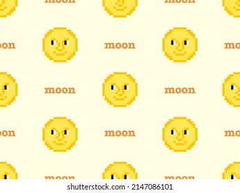 Caricatura en la luna con un patrón impecable sobre fondo amarillo. Estilo de píxeles