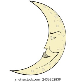 Moon cartoon character vector illustration