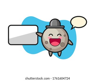 Moon cartoon doing a presentation