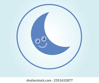 moon cartoon drawing with smile face