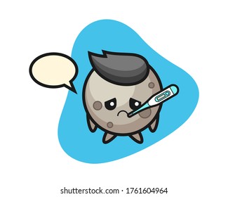 Moon cartoon with fever condition