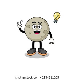 moon cartoon with get an idea pose , character design
