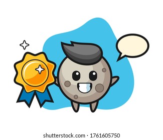 Moon cartoon holding a golden badge