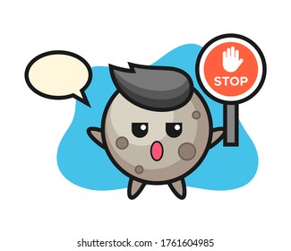 Moon cartoon holding a stop sign