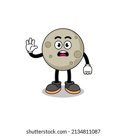 moon cartoon illustration doing stop hand , character design