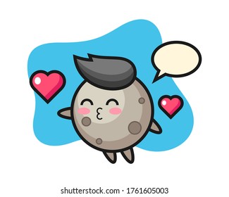 Moon cartoon with kissing gesture