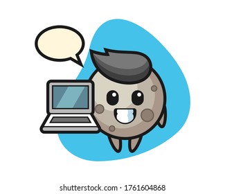 Moon cartoon with a laptop