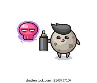 moon cartoon make a graffiti with a spray paint , cute design