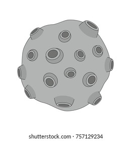 Moon cartoon. Outlined illustration with thin line black stroke