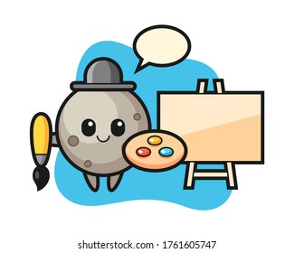 Moon cartoon as a painter