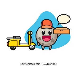 Moon cartoon as a pizza deliveryman