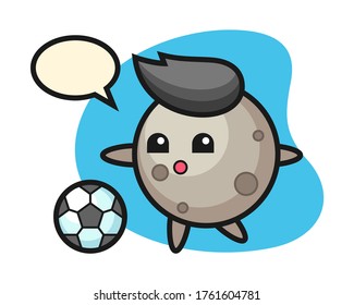 Moon cartoon is playing soccer