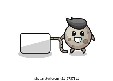 moon cartoon is pulling a banner , cute design